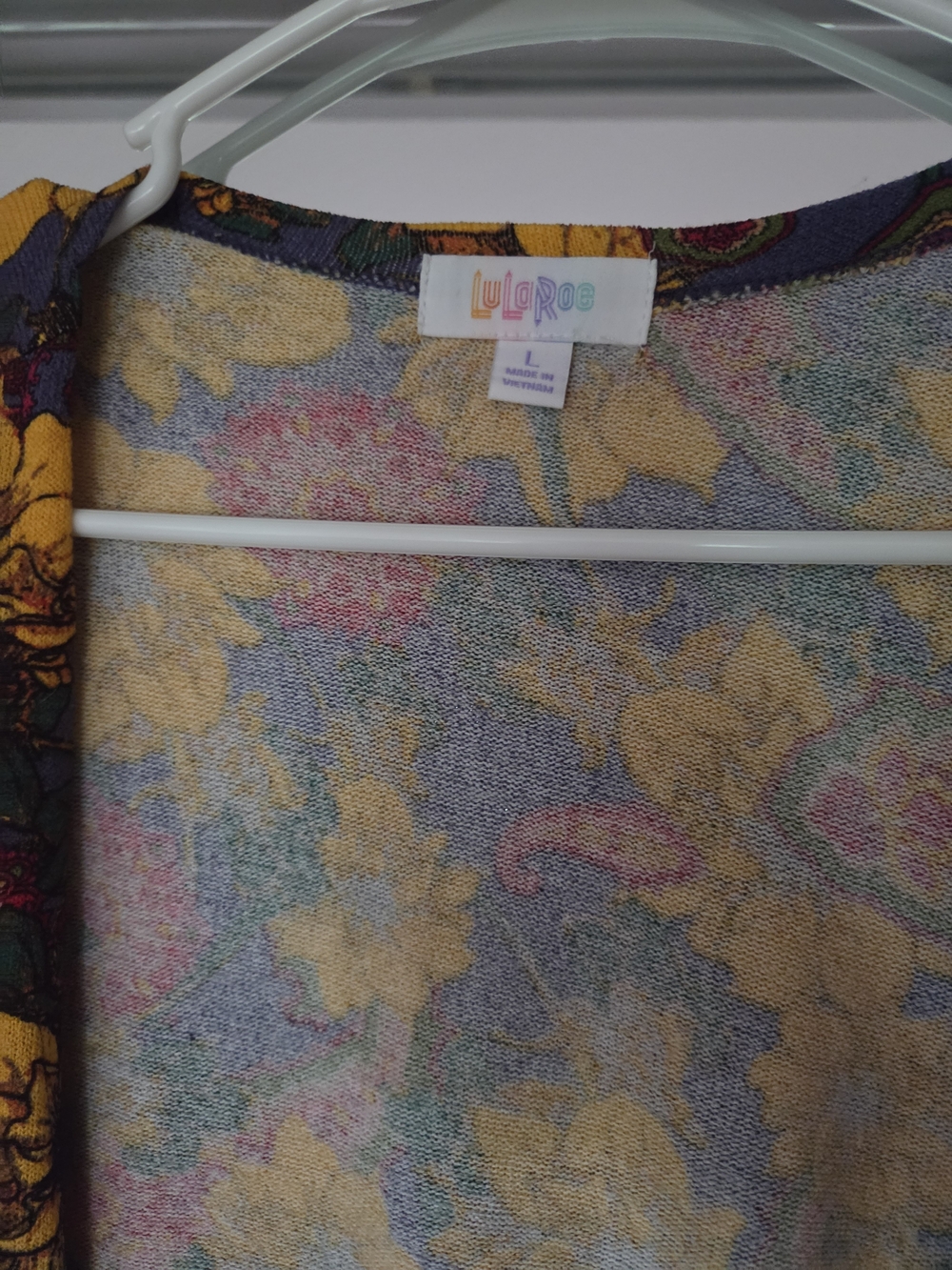 Floral Long Open Cardigan - Yellow & Burgundy on Navy - Picture 4 of 9